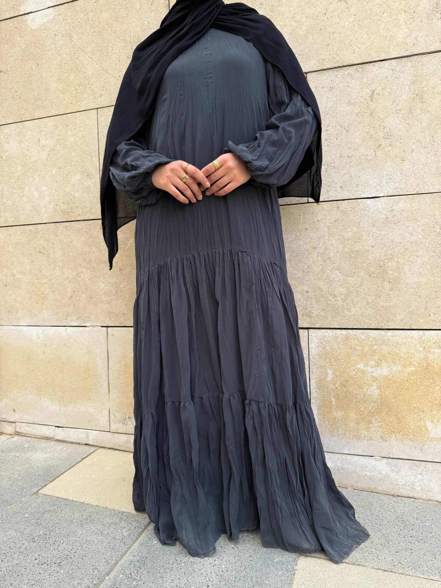 Asia Crushed Grey Dress