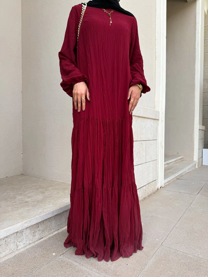 Asia Crushed Burgundy Dress