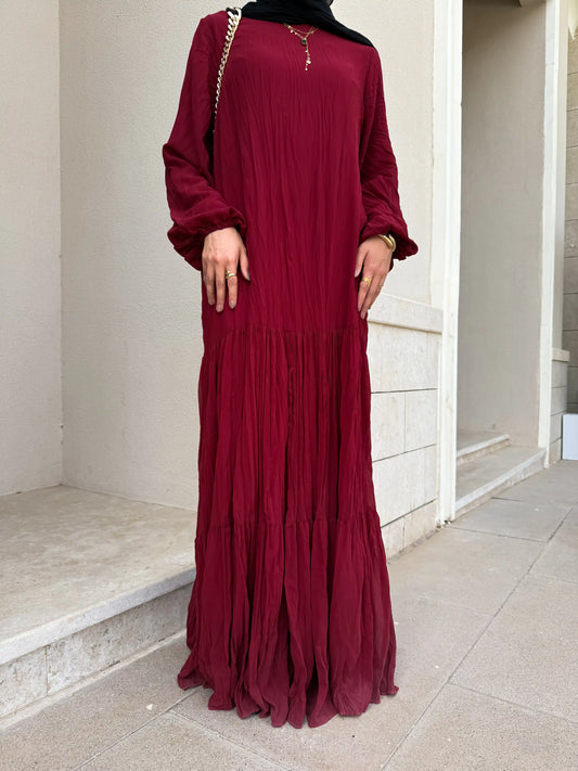 Asia Crushed Burgundy Dress