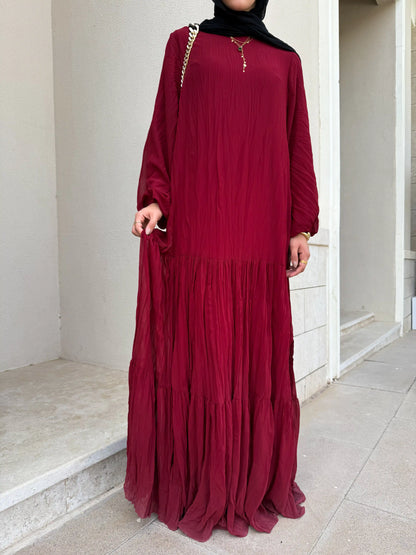 Asia Crushed Burgundy Dress