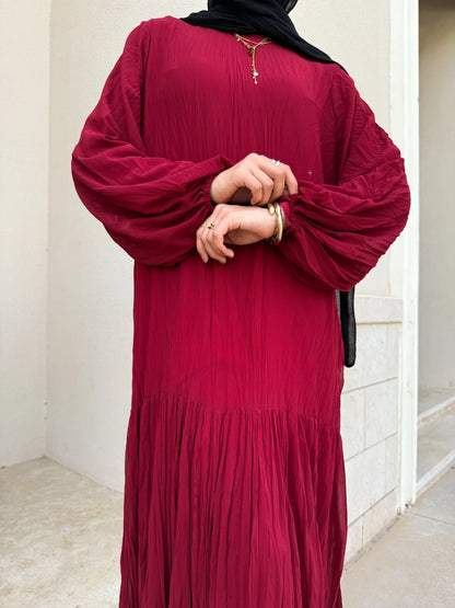 Asia Crushed Burgundy Dress
