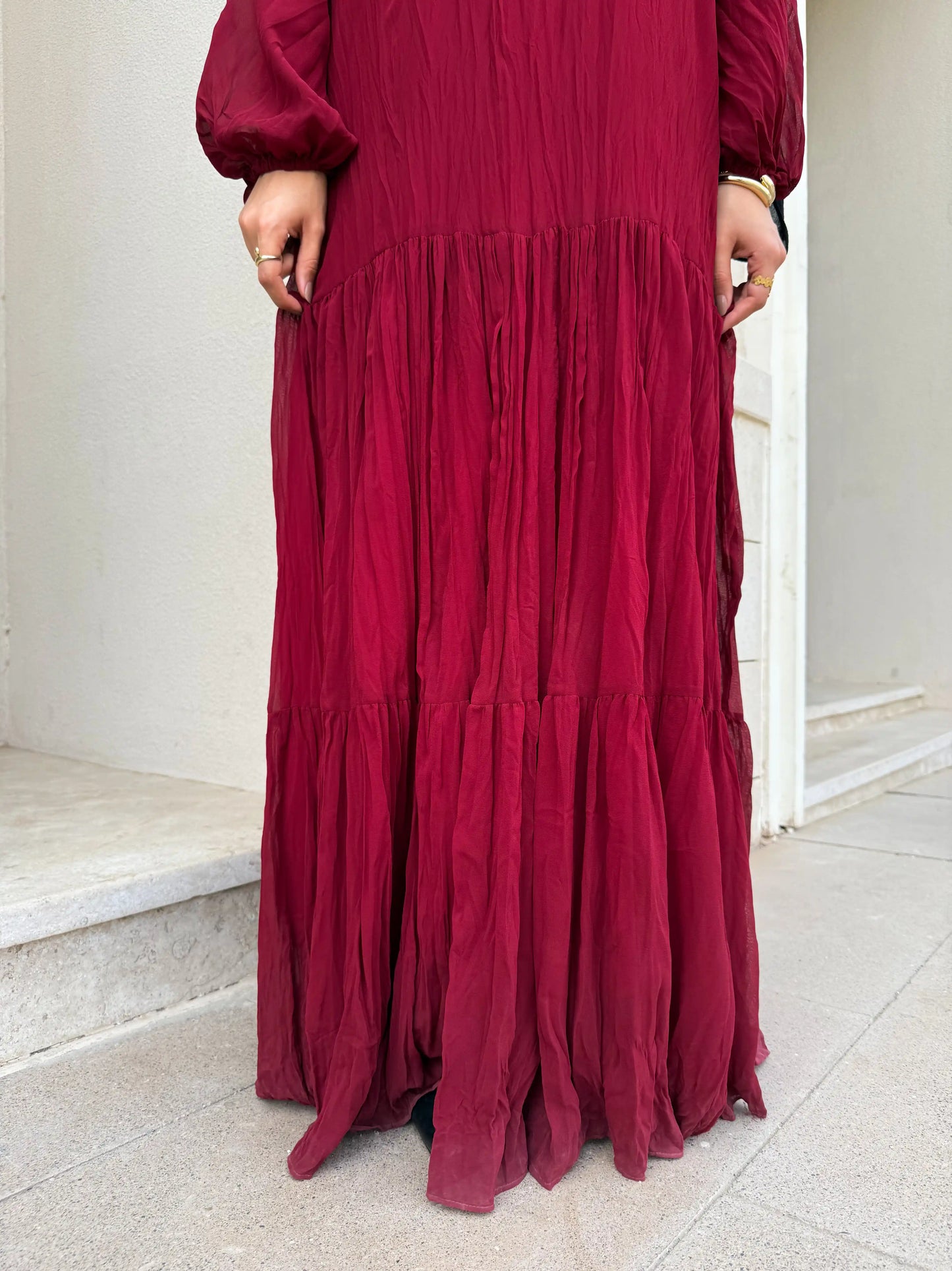 Asia Crushed Burgundy Dress