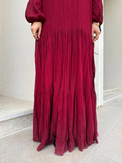 Asia Crushed Burgundy Dress