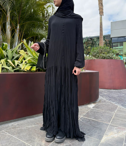 Asia Crushed Black Dress