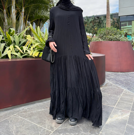 Asia Crushed Black Dress