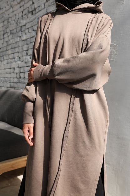 Long Hoodie in Caffe