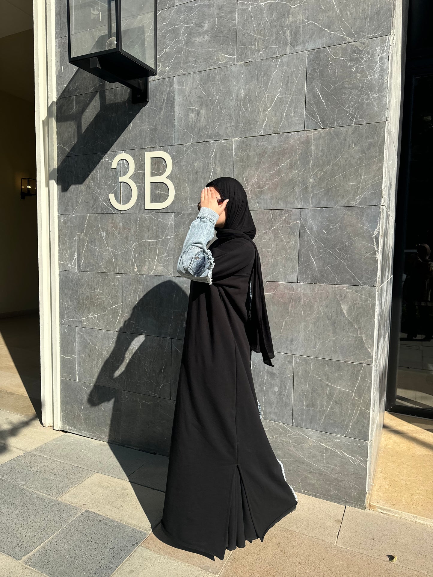 Hoodie Abaya Denim Sleeves