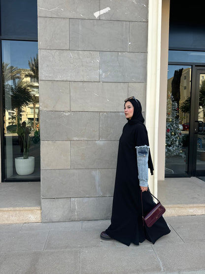 Hoodie Abaya Denim Sleeves