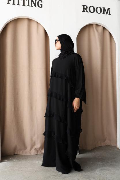 The Ruffles Black Abaya