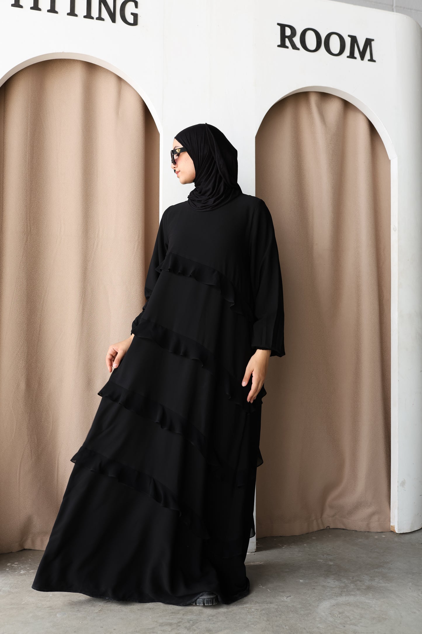 The Ruffles Black Abaya