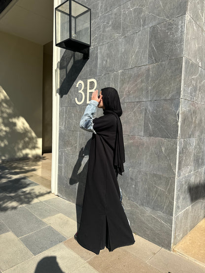 Hoodie Abaya Denim Sleeves